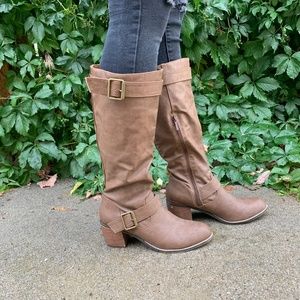 Brown Knee High Heel Boots